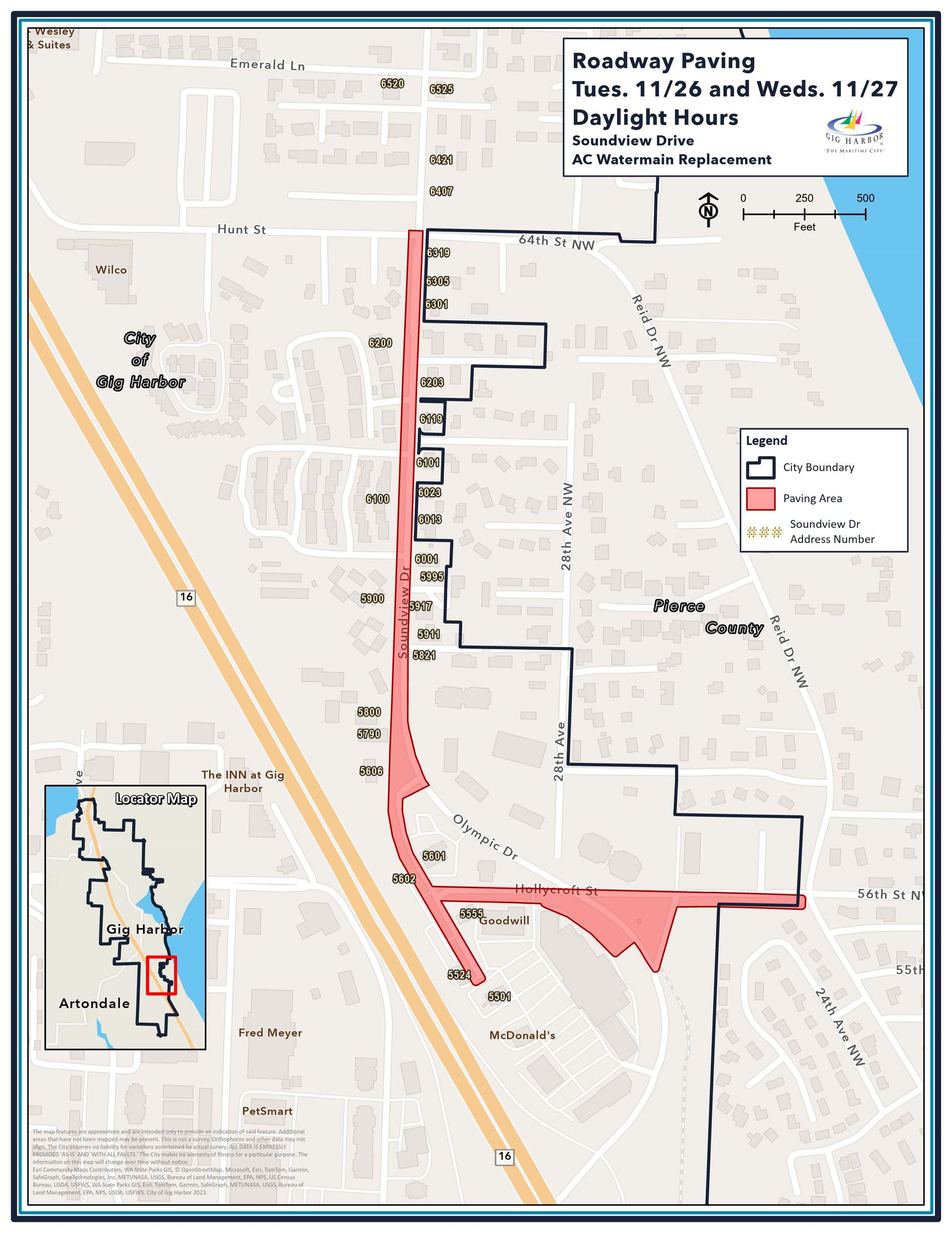 Soundview Water Main Nov2024 Paving map